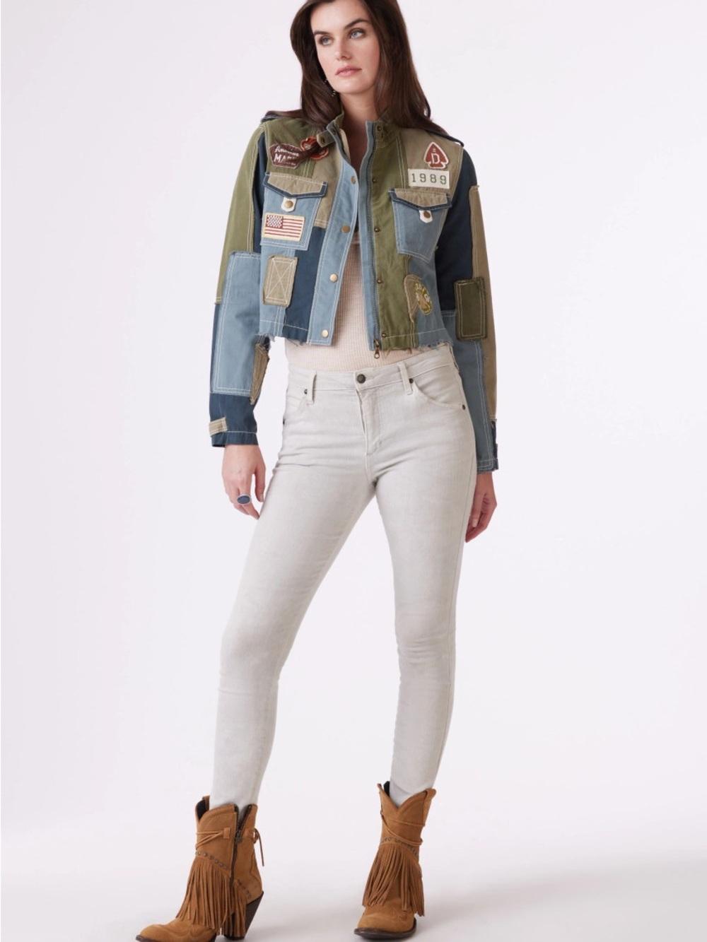 Double D Ranch Patchwork Cropped Jacket - Size Small
